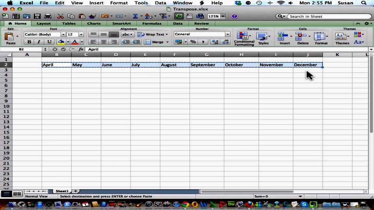 how to swap rows excel for mac